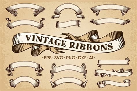 ribbons vector|vintage ribbon vector.
